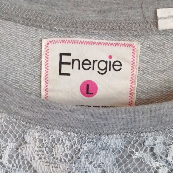 Energie, Womens gray and lace Long sleeve pullover jersey style Sz. L. - Picture 2 of 7